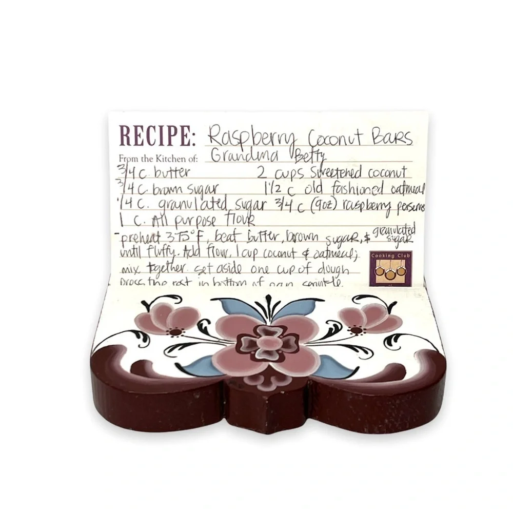 Vintage Hand‎ Painted Folk Art Wood Tole Recipe Card Stand Holder Country Decor